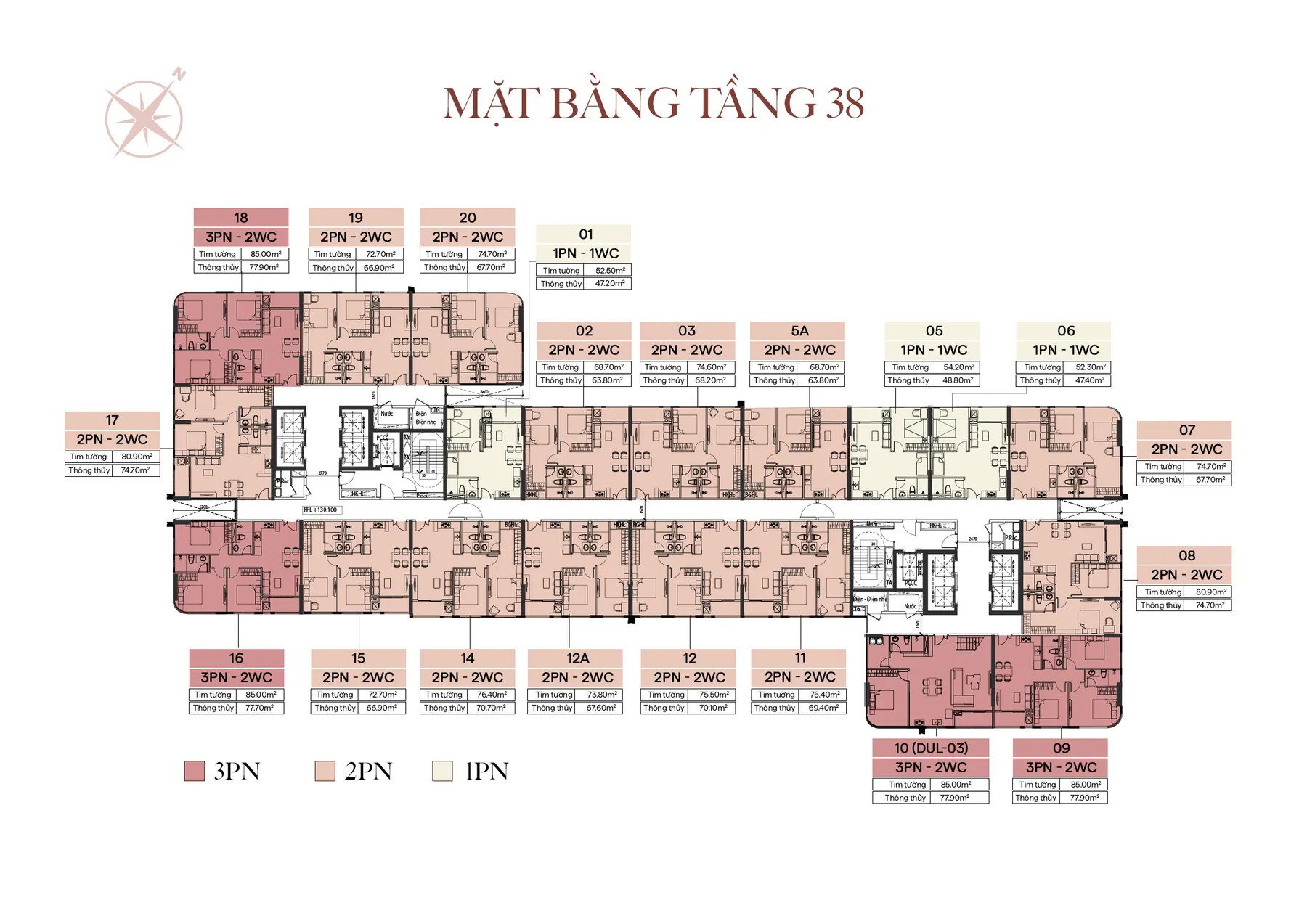 Mặt bằng Tầng 38 dự án The Collection 688