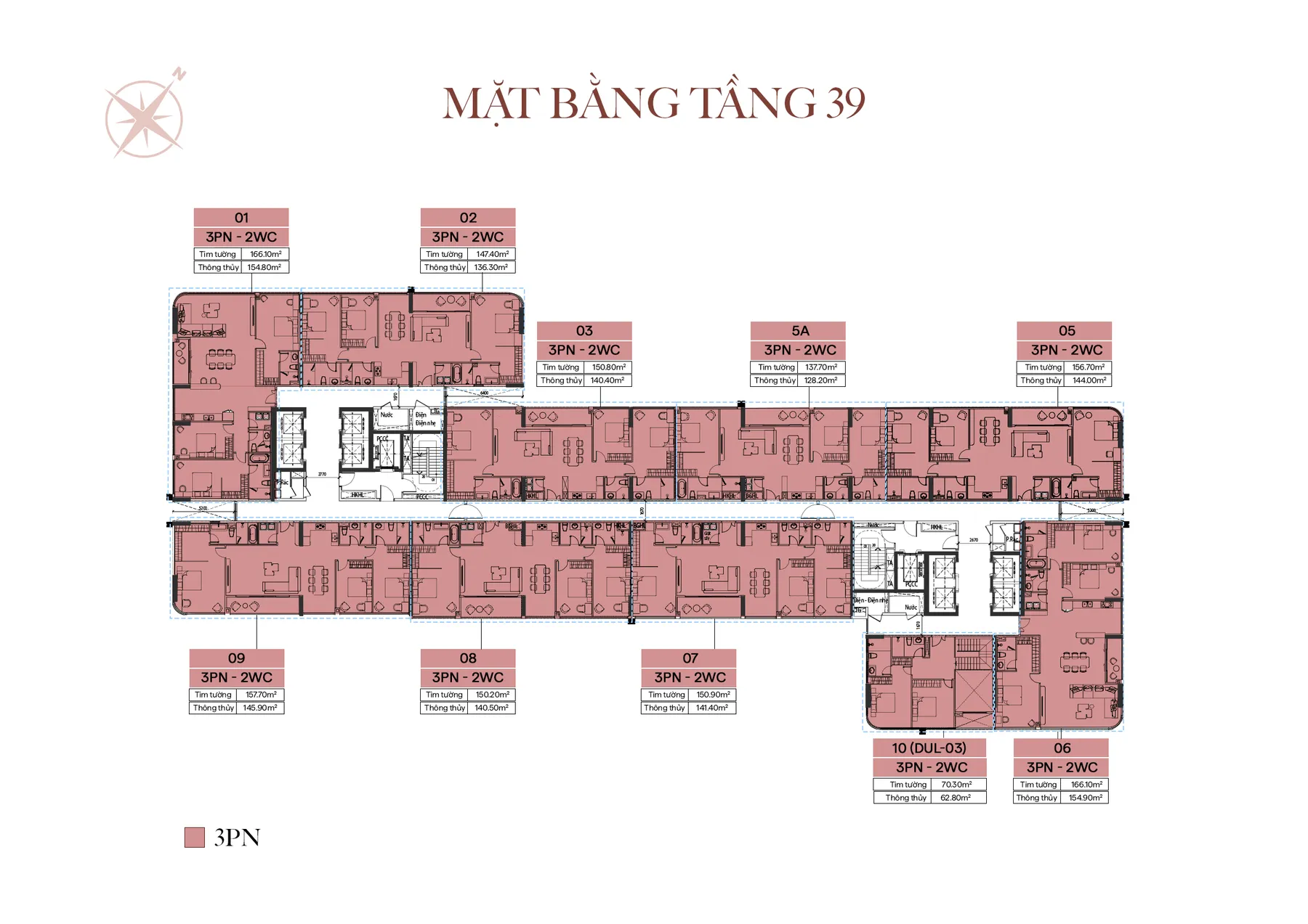 Mặt bằng Tầng 39 dự án The Collection 688