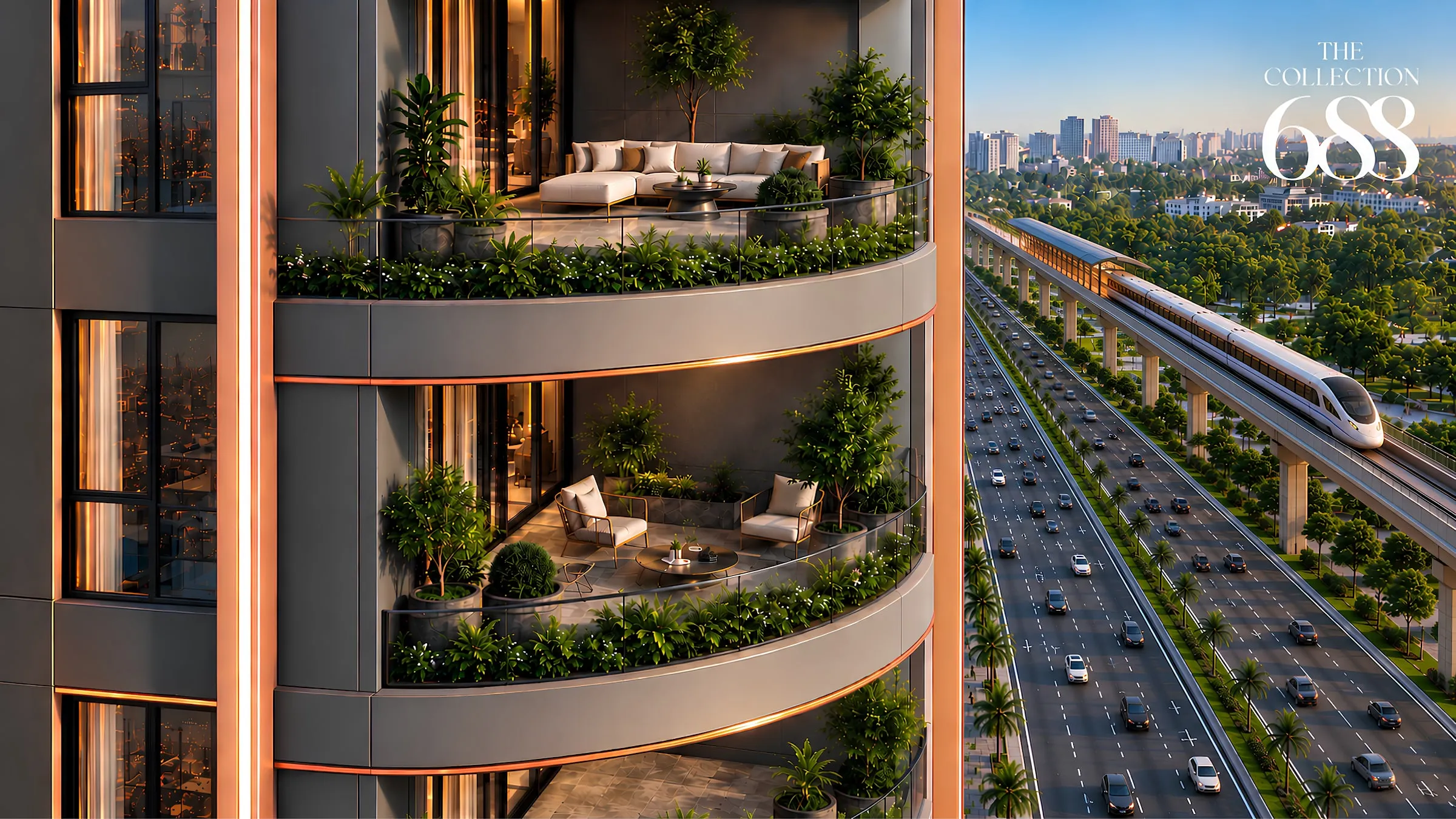 Ban công The Collection 688 nhìn ra tuyến metro quy hoạch